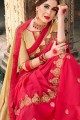 lycra couleur beige et rose et georgette sari