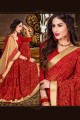 couleur rouge georgette sari