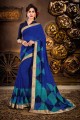 couleur bleue georgette sari
