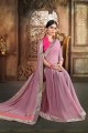 gris et couleur rose georgette sari