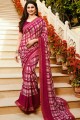 blanc et magenta couleur rose georgette sari