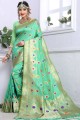 couleur verte mer Banarasi sari de soie art