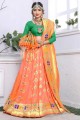 orange Banarasi sari de soie art
