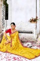 couleur jaune doux sari de soie