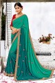 couleur vert sarcelle doux sari de soie