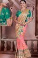 pêche et couleur rose art saris en soie