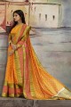 nylon couleur jaune musturd art saris en soie