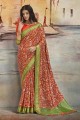 nylon rouille orange art saris en soie