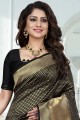 couleur noir et or Banarasi sari de soie d'art