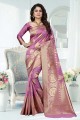 couleur lavendor Banarasi sari de soie art