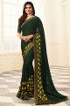 couleur verte pin georgette sari