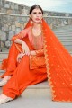 orange costume Patiala en soie douce