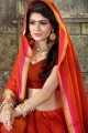 couleur rouge khadi sari de soie art