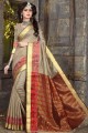 couleur beige khadi sari de soie art