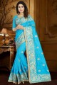 art couleur bleu clair saris en soie