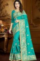 sarcelle couleur bleue sari de soie art