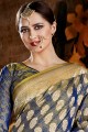 couleur bleue cora sari de soie art