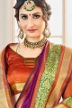 couleur pourpre sari de soie de coton