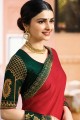 couleur rouge soie georgette & sari jacquard