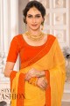 couleur jaune en mousseline de soie georgette sari