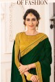 couleur vert foncé en mousseline de soie georgette sari