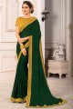 couleur vert foncé en mousseline de soie georgette sari
