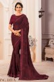couleur marron foncé en mousseline de soie georgette sari