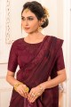 couleur marron foncé en mousseline de soie georgette sari