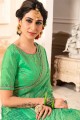 couleur vert clair georgette en mousseline de soie sari
