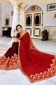 couleur rouge et marron georgette sari