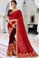 couleur rouge et marron georgette sari