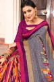 gris et art multi couleur saris en soie