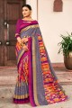 gris et art multi couleur saris en soie