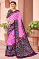 rose et couleur pourpre art saris en soie