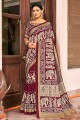 marron et gris art saris en soie