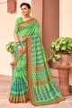 couleur verte sari de soie art