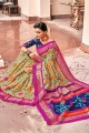beige et couleur rose art saris en soie