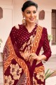 Maroon & art couleur crème saris en soie