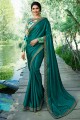 couleur vert sarcelle doux sari de soie