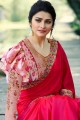 couleur rose fuschia doux sari de soie