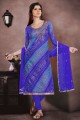 costume couleur bleu Chanderi churidar