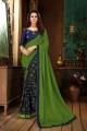 couleur verte et bleu georgette sari