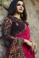 sombre couleur rose tendre sari de soie