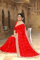 couleur rouge georgette sari