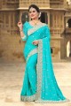 couleur bleu turquoise georgette sari