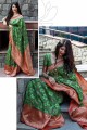 couleur verte sari de soie art