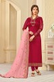 couleur rose foncé georgette costume churidar satin