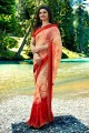 couleur pêche clair georgette sari
