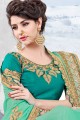 couleur verte mer en mousseline de soie sari