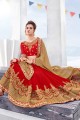 beige & mousseline couleur rouge sari